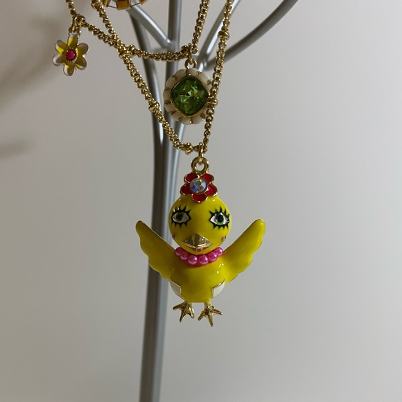 Betsey Johnson Yellow Bird Necklace
